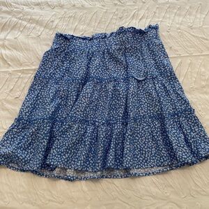 Blue floral tiered mini skirt